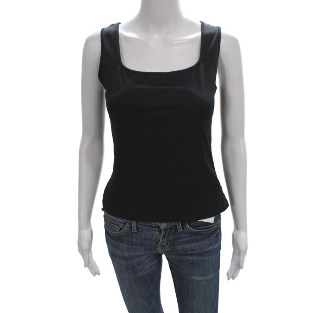 Anne Fontaine Women Black Square Neck Jersey Tank Size 42